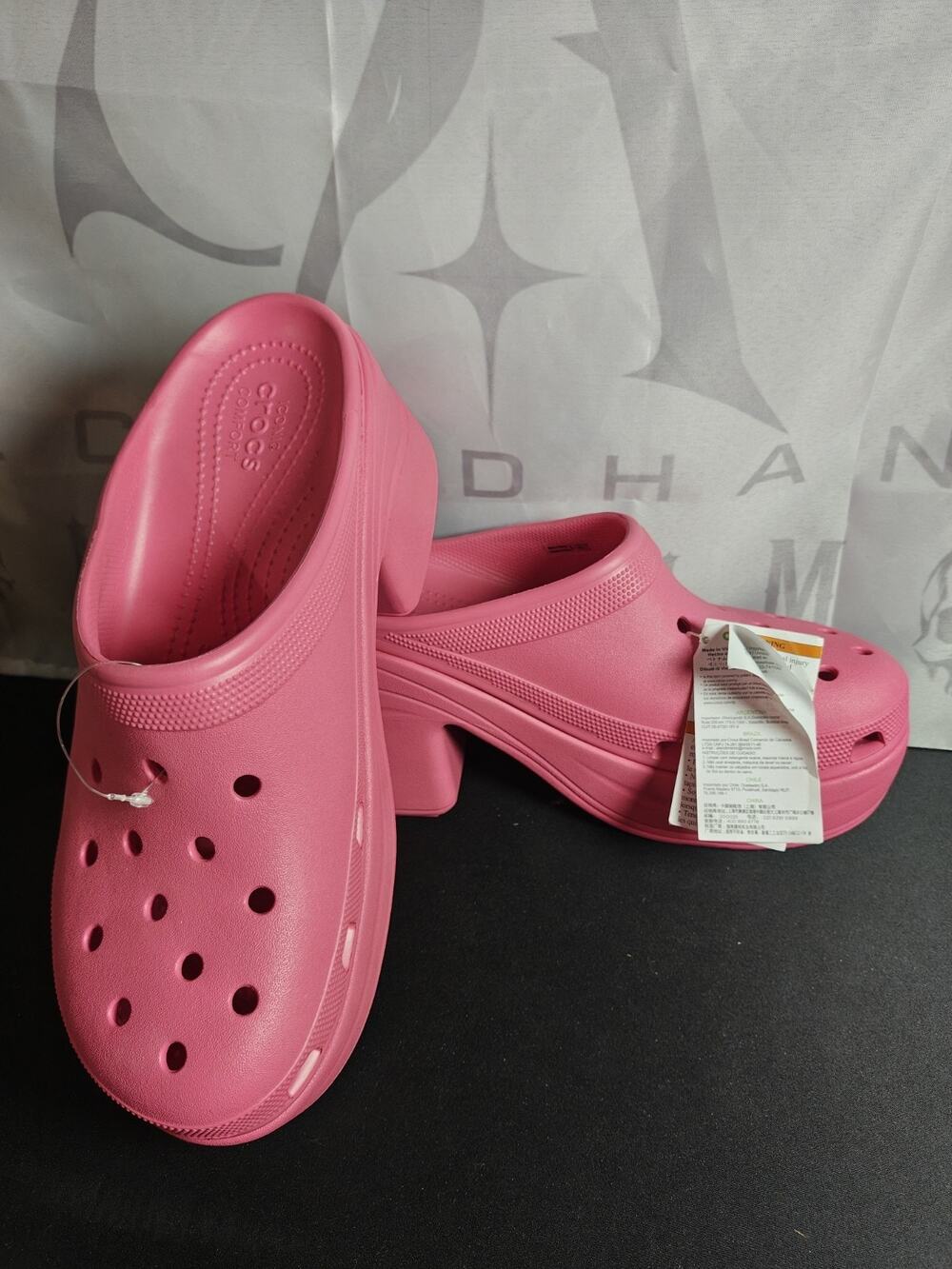 NWT Crocs Men's 11 Siren Clog Hot Pink Platform Shoe Heel Slip On